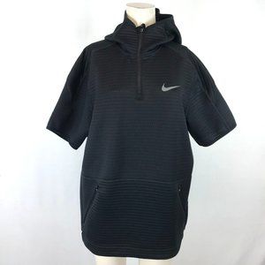 NIKE PRO ~ MENS MEDIUM ~ BLACK HOODED SHORT SLEEVE FITNESS TOP CQ8343-010